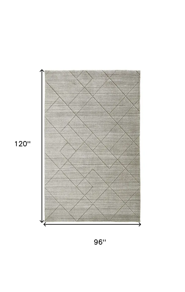 8' X 10' Ivory And Silver Striped Hand Woven Area Rug