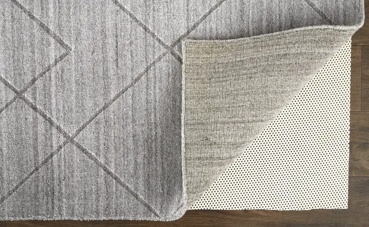 8' X 10' Ivory And Silver Striped Hand Woven Area Rug