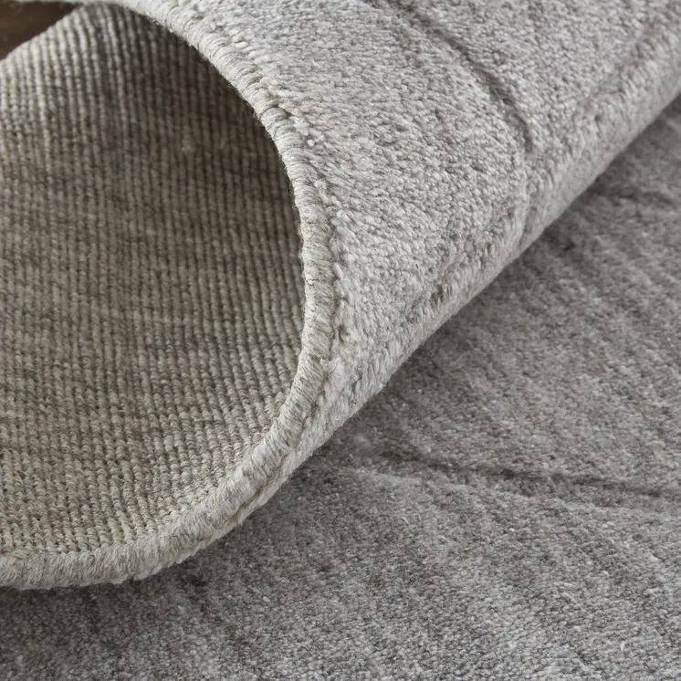 8' X 10' Ivory And Silver Striped Hand Woven Area Rug