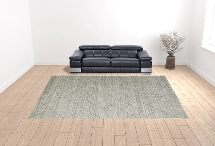 12' X 15' Ivory And Silver Striped Hand Woven Area Rug