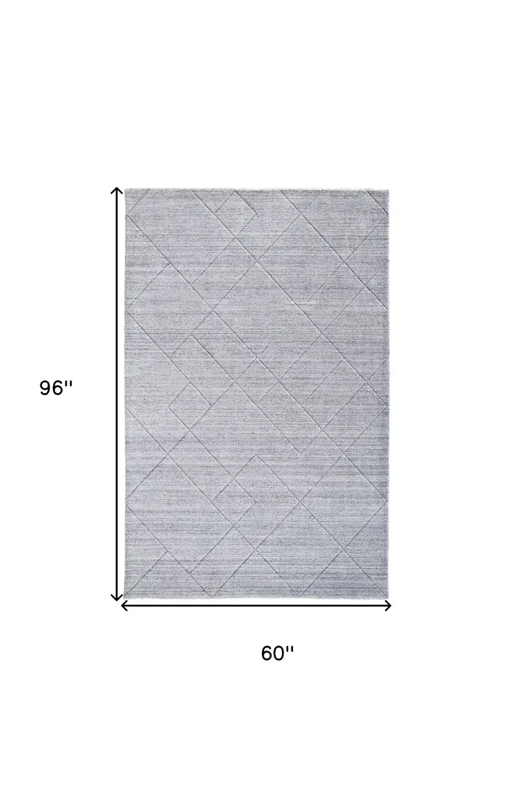 5' X 8' Gray And Silver Striped Hand Woven Area Rug