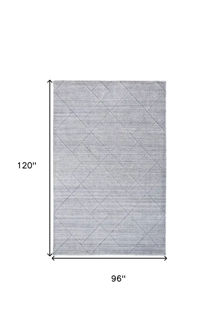 8' X 10' Gray And Silver Striped Hand Woven Area Rug