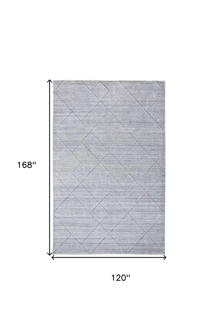 10' X 14' Gray And Silver Striped Hand Woven Area Rug
