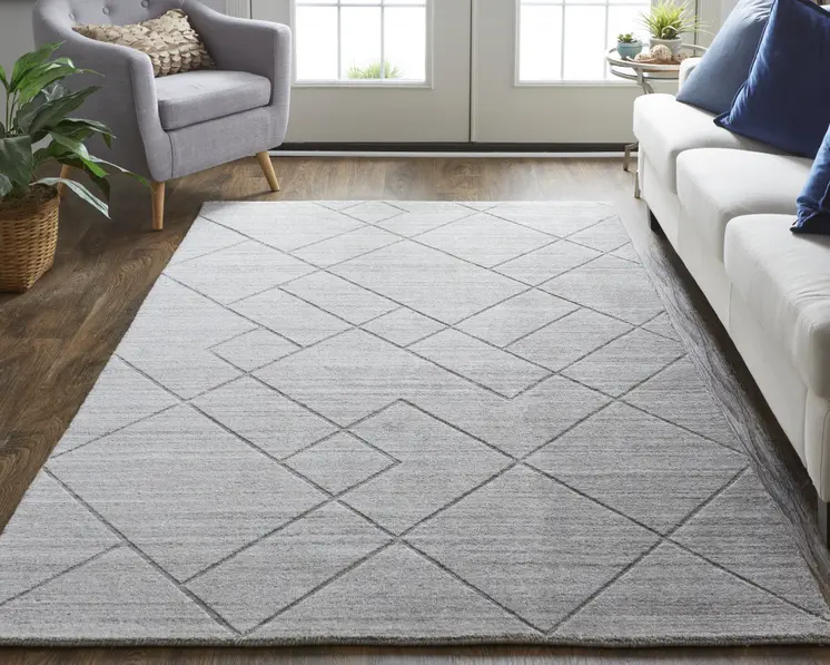 10' X 14' Gray And Silver Striped Hand Woven Area Rug