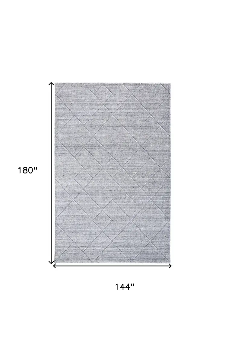 12' X 15' Gray And Silver Striped Hand Woven Area Rug