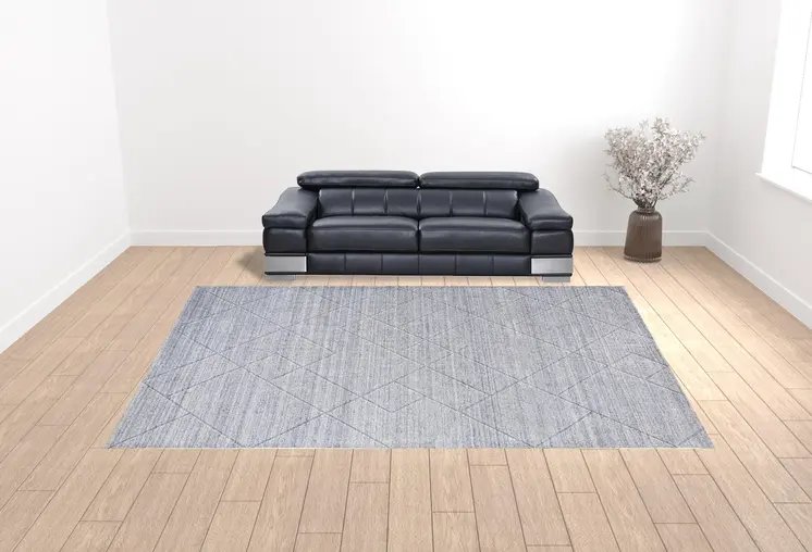 12' X 15' Gray And Silver Striped Hand Woven Area Rug