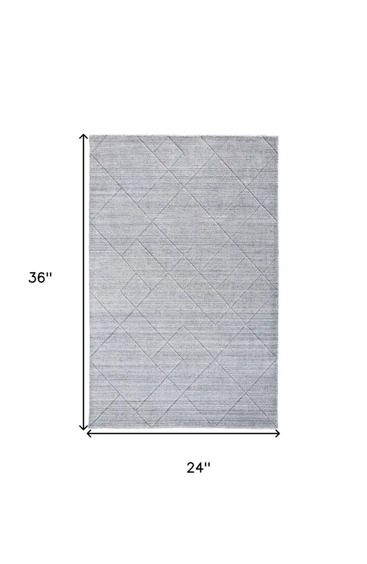 2' X 3' Gray Striped Hand Woven Area Rug