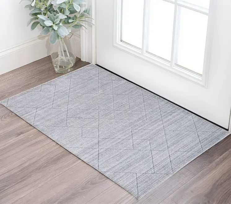 2' X 3' Gray Striped Hand Woven Area Rug