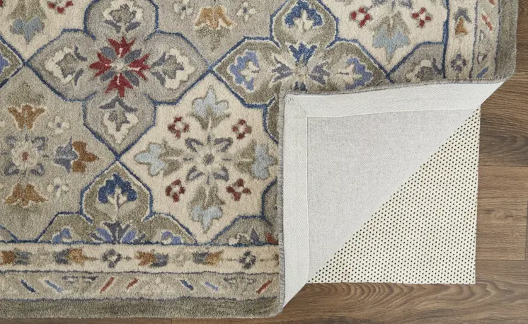 8' X 10' Taupe and Ivory Wool Patchwork Hand Tufted Area Rug
