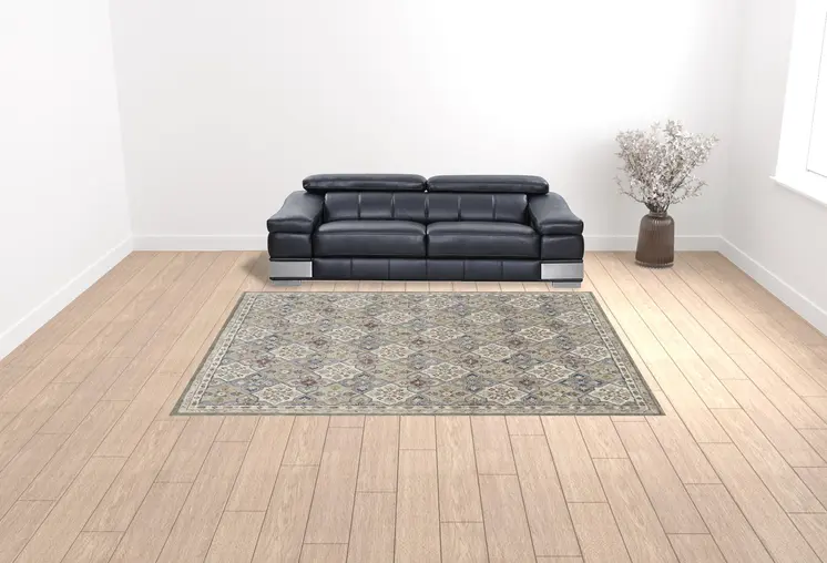 9' X 12' Taupe Ivory And Red Wool Patchwork Tufted Handmade Stain Resistant Area Rug