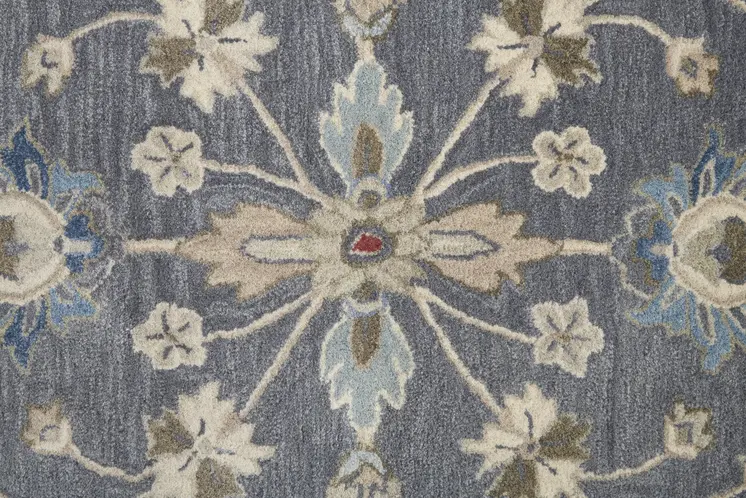 5' X 8' Gray and Ivory Wool Floral Shag Hand Tufted Area Rug