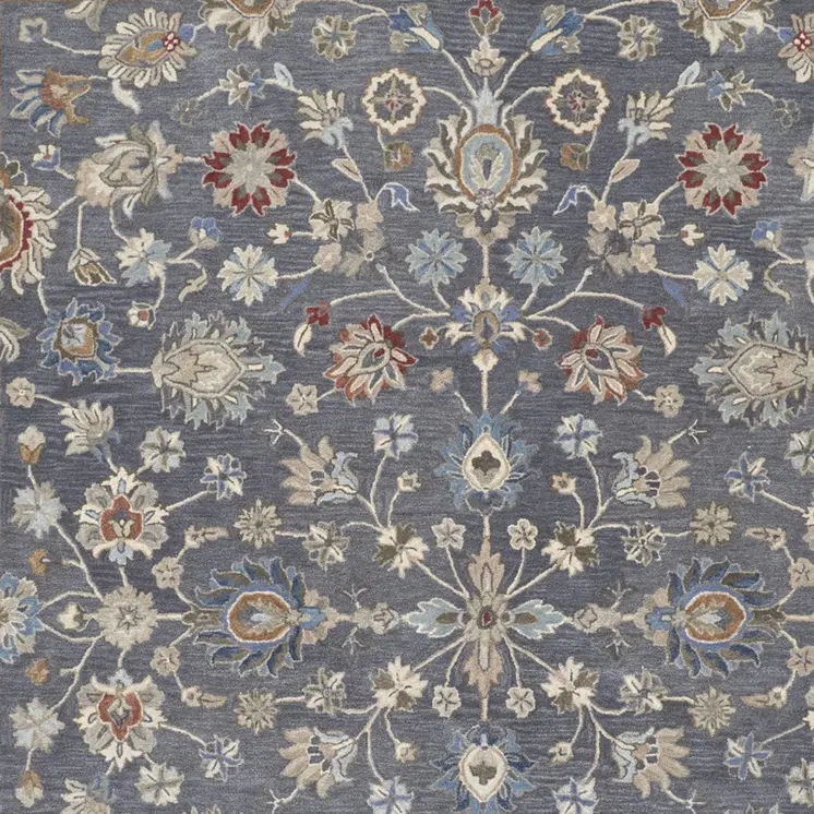 10' X 14' Gray Ivory And Red Wool Floral Tufted Handmade Stain Resistant Area Rug