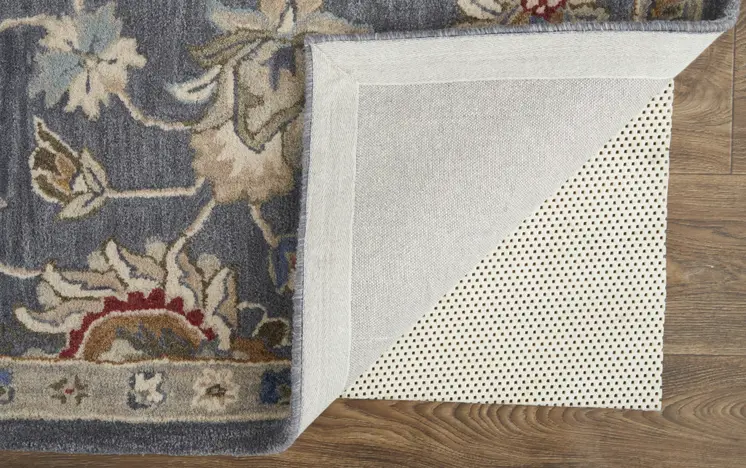 10' X 14' Gray Ivory And Red Wool Floral Tufted Handmade Stain Resistant Area Rug