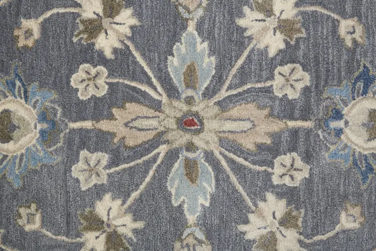 10' X 14' Gray Ivory And Red Wool Floral Tufted Handmade Stain Resistant Area Rug