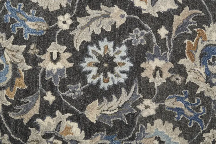 4' X 6' Taupe Blue And Ivory Wool Floral Tufted Handmade Area Rug