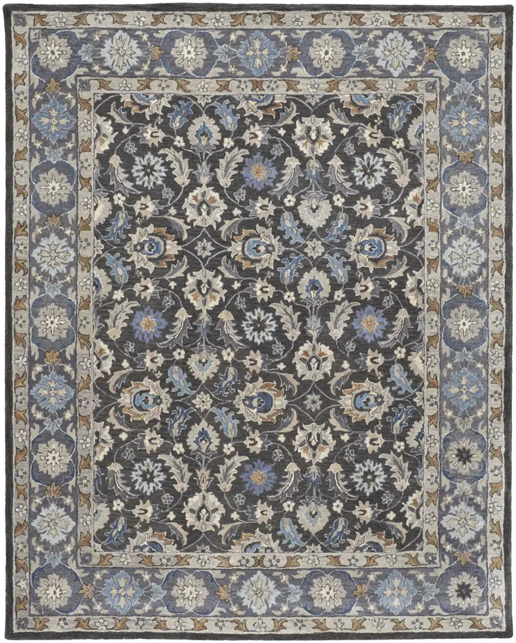 9' X 12' Taupe and Ivory Wool Floral Hand Tufted Area Rug