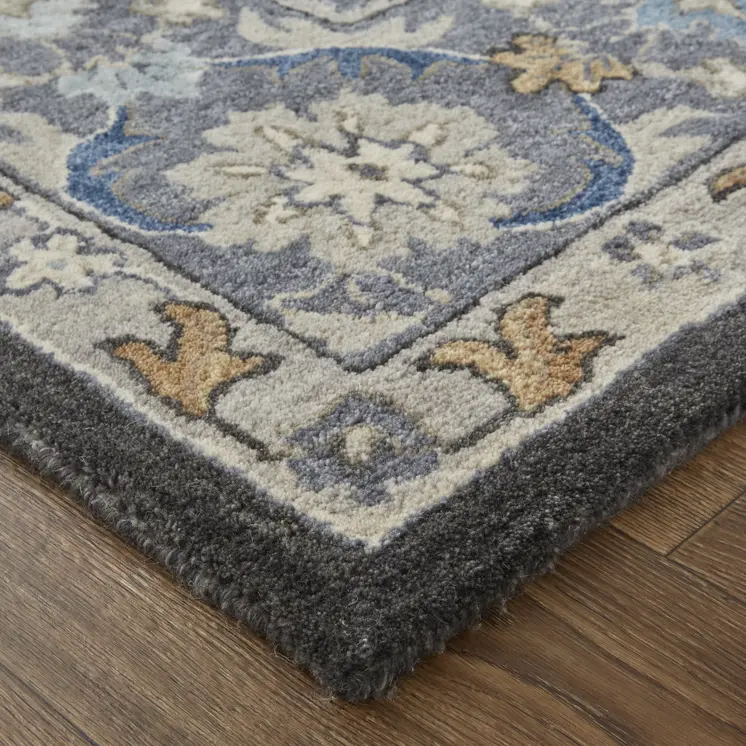 9' X 12' Taupe and Ivory Wool Floral Hand Tufted Area Rug