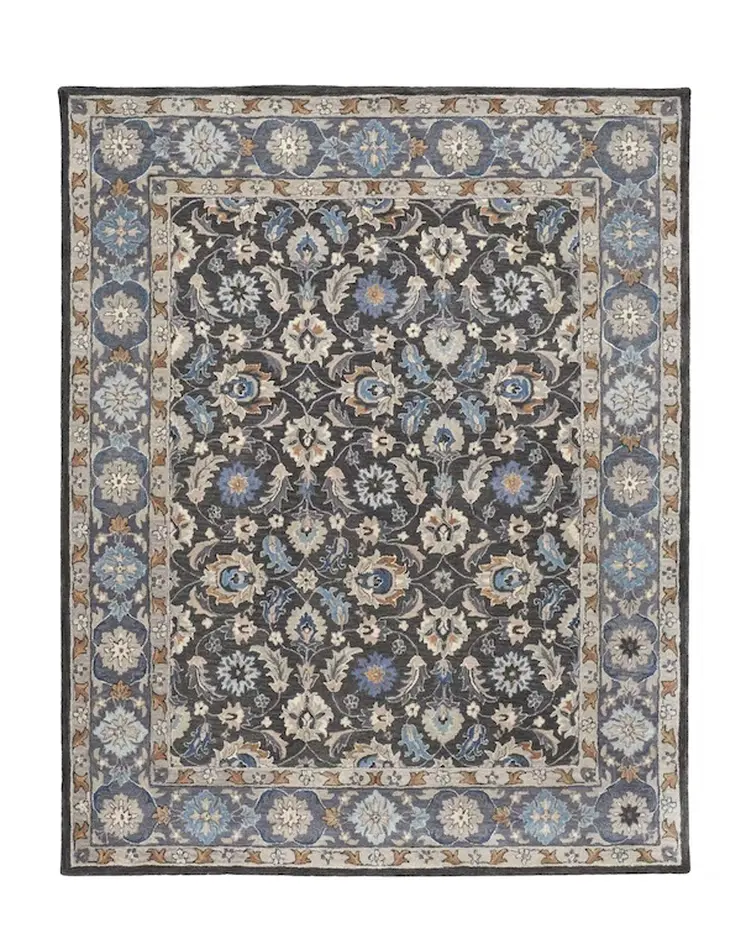 2' X 3' Taupe and Ivory Wool Floral Hand Tufted Area Rug