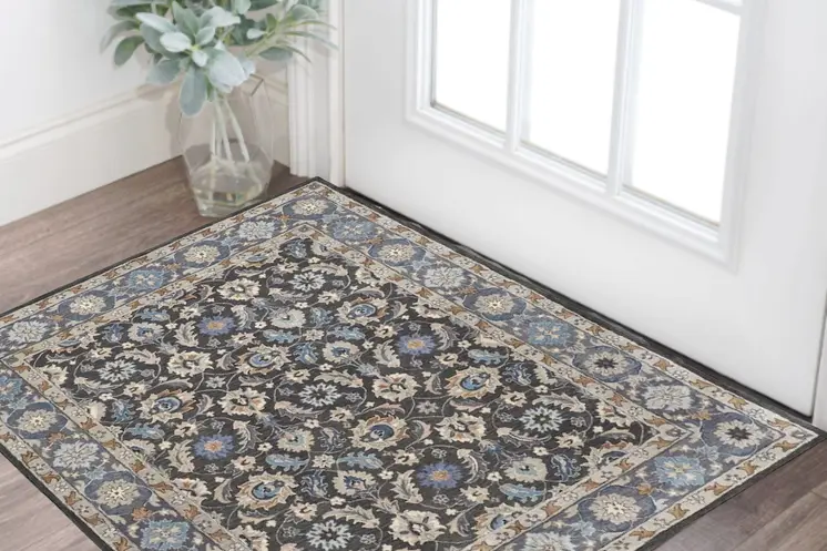 2' X 3' Taupe and Ivory Wool Floral Hand Tufted Area Rug