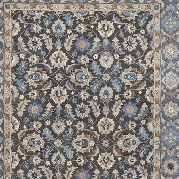 2' X 3' Taupe and Ivory Wool Floral Hand Tufted Area Rug