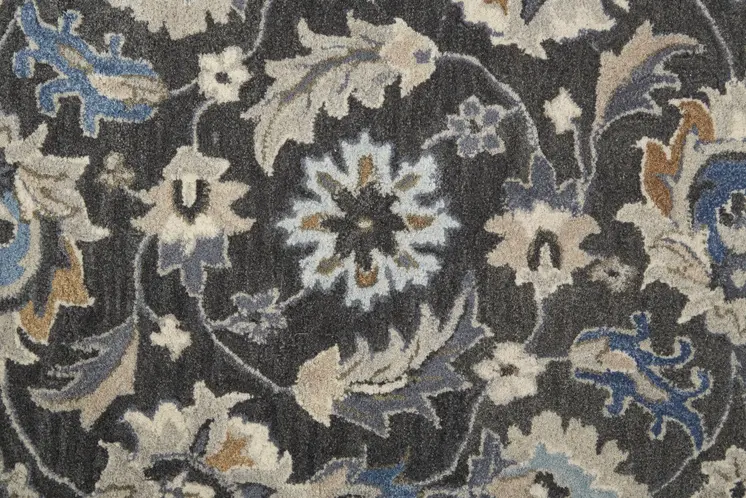 2' X 3' Taupe and Ivory Wool Floral Hand Tufted Area Rug