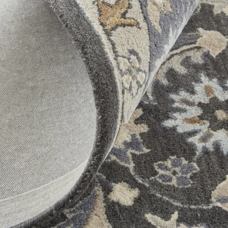 2' X 3' Taupe and Ivory Wool Floral Hand Tufted Area Rug