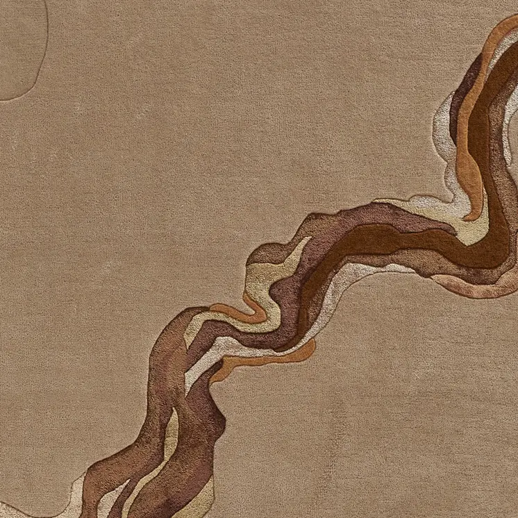 5' X 8' Beige and Brown Abstract Hand Tufted Area Rug