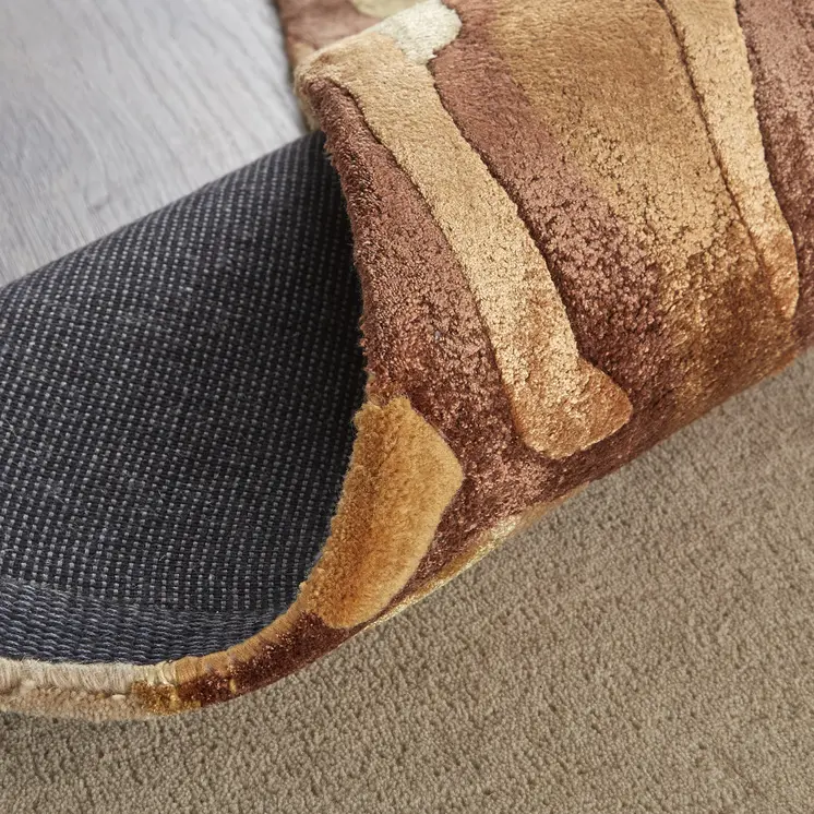 12' X 15' Tan and Orange Wool Abstract Hand Tufted Area Rug