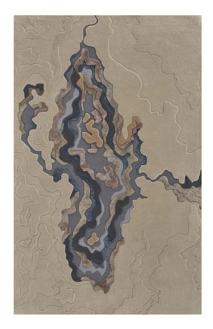 8' X 10' Tan and Brown Wool Abstract Hand Tufted Area Rug