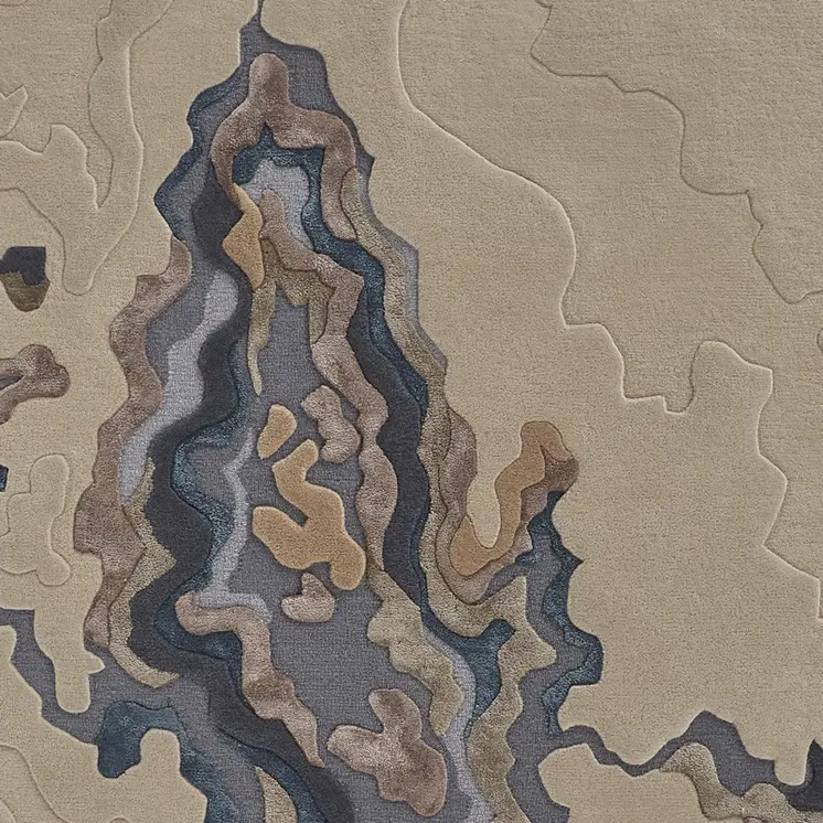 8' X 10' Tan and Brown Wool Abstract Hand Tufted Area Rug