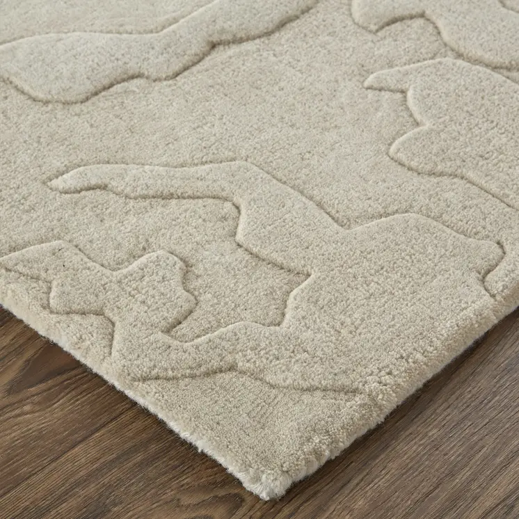 9' X 12' Tan and Brown Wool Abstract Hand Tufted Area Rug