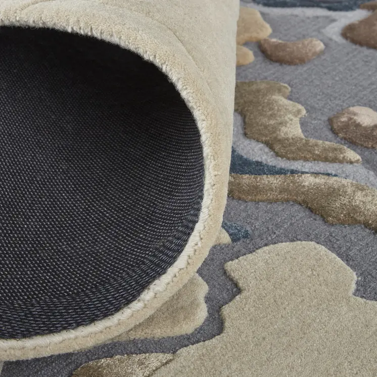 9' X 12' Tan and Brown Wool Abstract Hand Tufted Area Rug