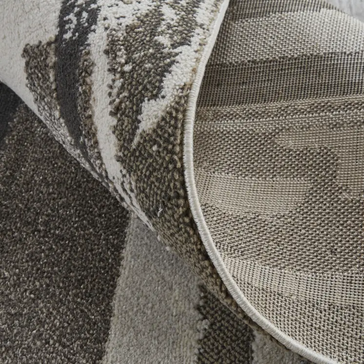 7' X 10' Gray and Ivory Abstract Power Loom Distressed Area Rug