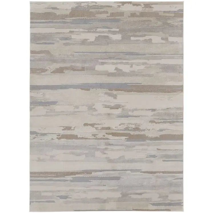 5' X 8' Brown and Ivory Abstract Power Loom Distressed Area Rug