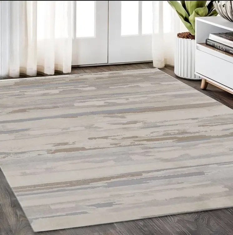 5' X 8' Brown and Ivory Abstract Power Loom Distressed Area Rug