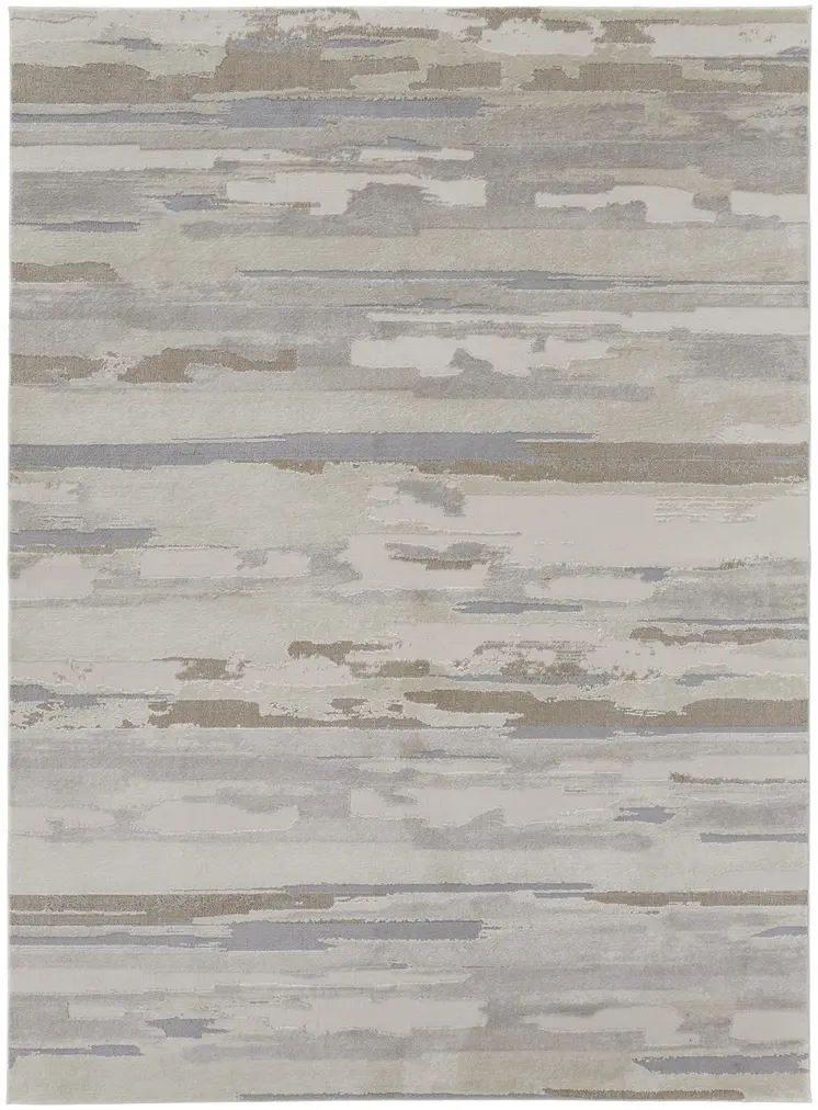 8' X 10' Brown and Ivory Abstract Power Loom Distressed Area Rug