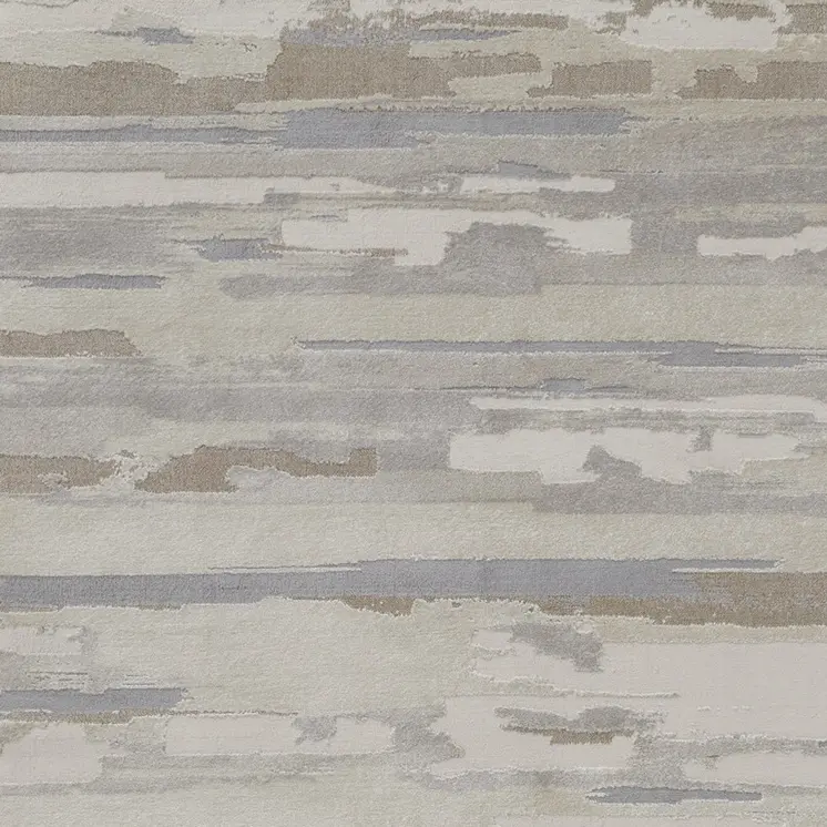 7' X 10' Ivory and Gray Abstract Power Loom Distressed Area Rug