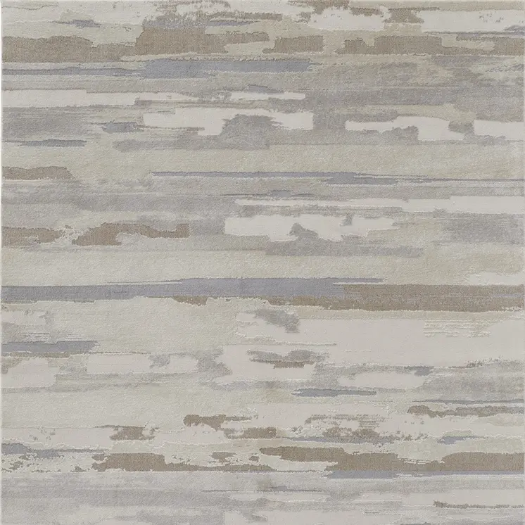 7' X 10' Ivory and Gray Abstract Power Loom Distressed Area Rug