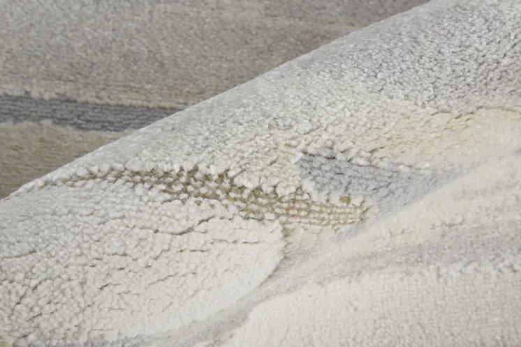7' X 10' Ivory and Gray Abstract Power Loom Distressed Area Rug