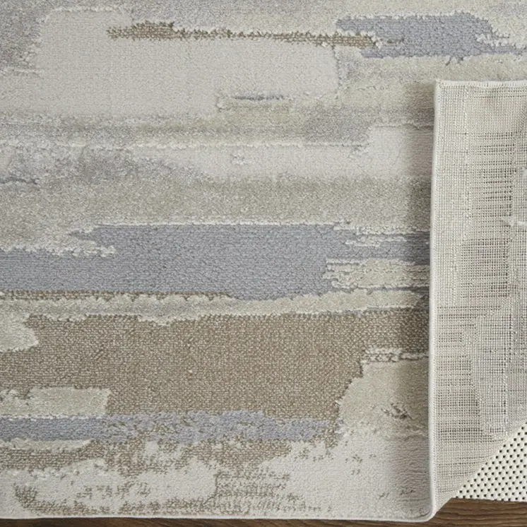 9' X 12' Brown and Ivory Abstract Power Loom Distressed Area Rug
