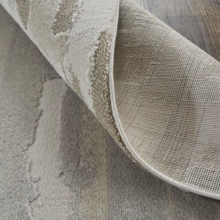 10' X 14' Brown and Ivory Abstract Power Loom Distressed Area Rug