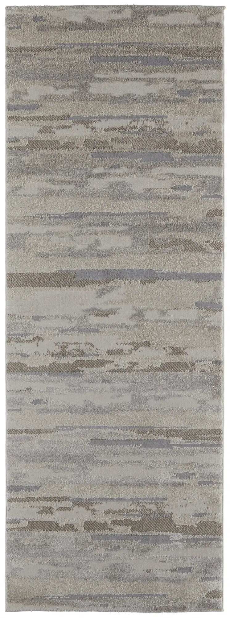 8' Brown And Ivory Abstract Distressed Runner Rug