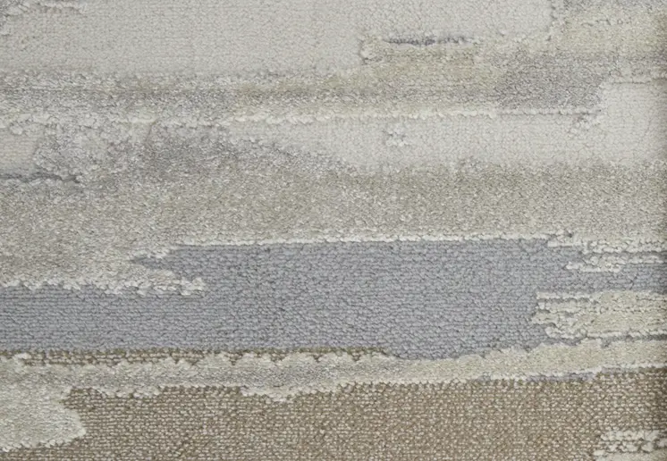 8' Brown And Ivory Abstract Distressed Runner Rug