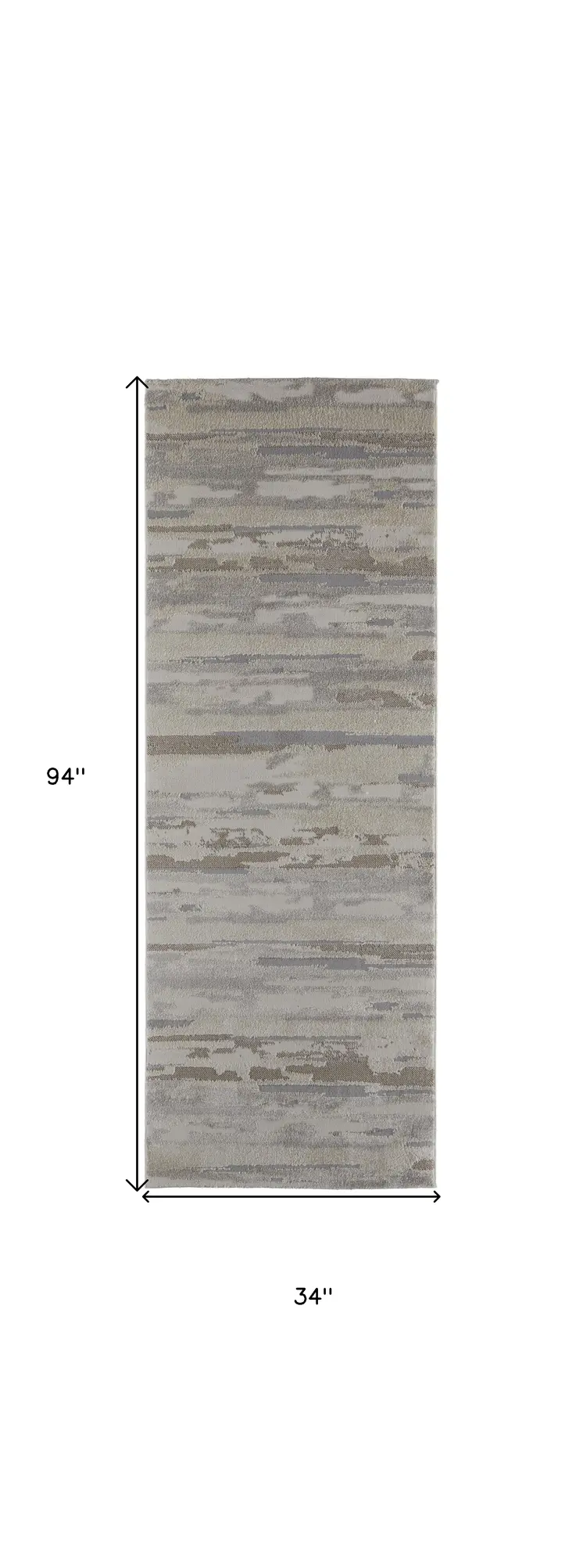 8' Brown And Ivory Abstract Distressed Runner Rug