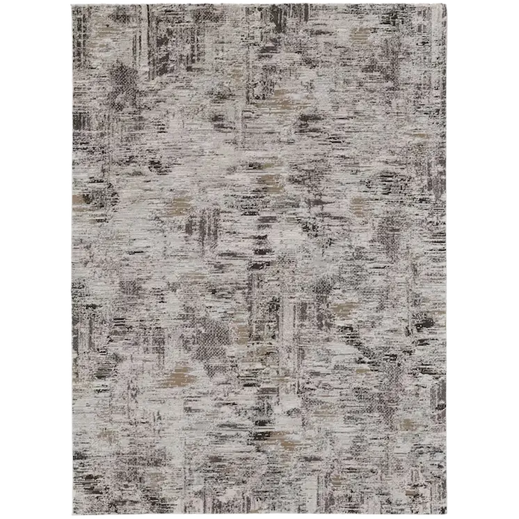4' X 6' Gray and Ivory Abstract Power Loom Distressed Area Rug