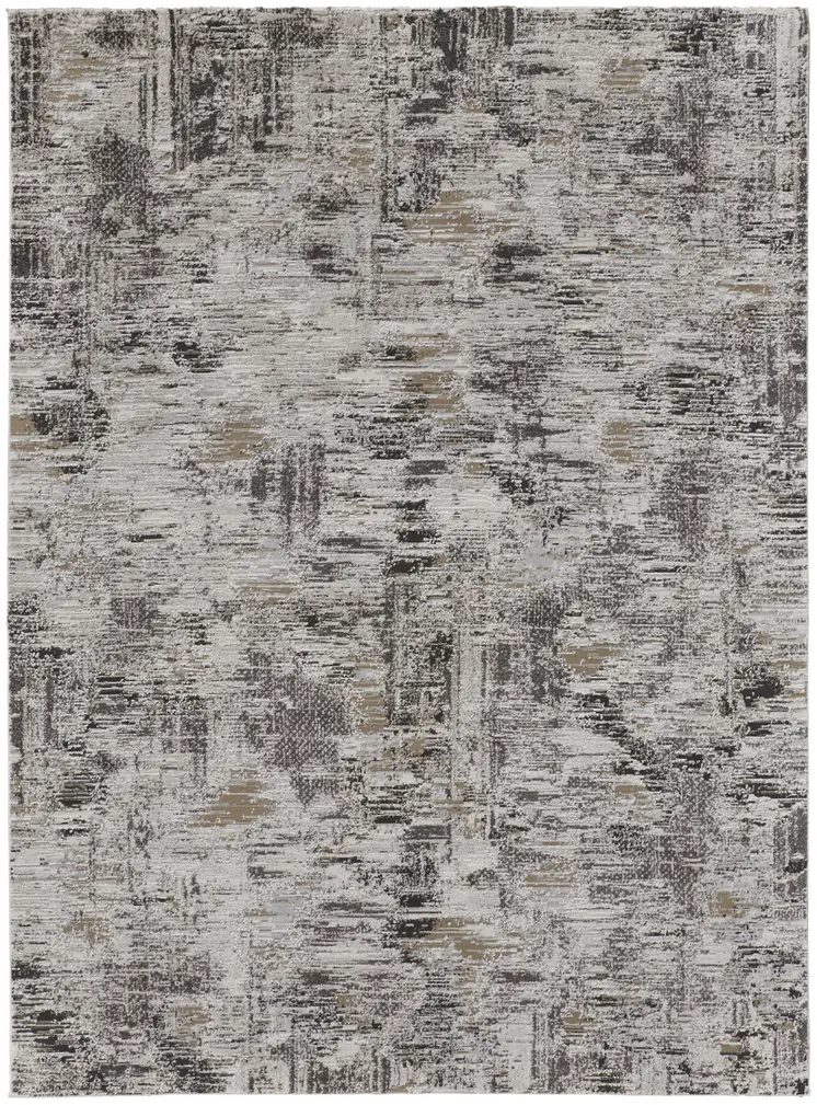 5' X 8' Gray and Ivory Abstract Power Loom Distressed Area Rug