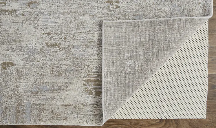 4' X 6' Gray and Ivory Abstract Power Loom Distressed Area Rug