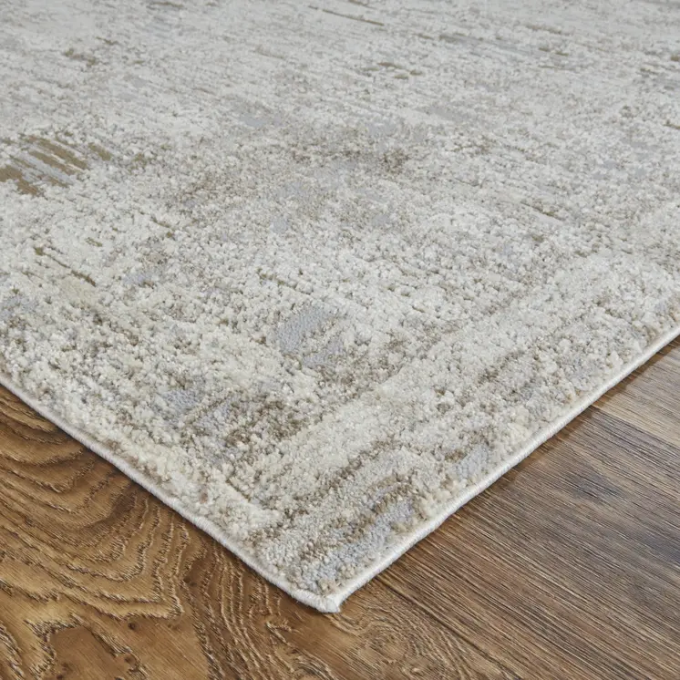 9' X 12' Gray and Ivory Abstract Power Loom Distressed Area Rug