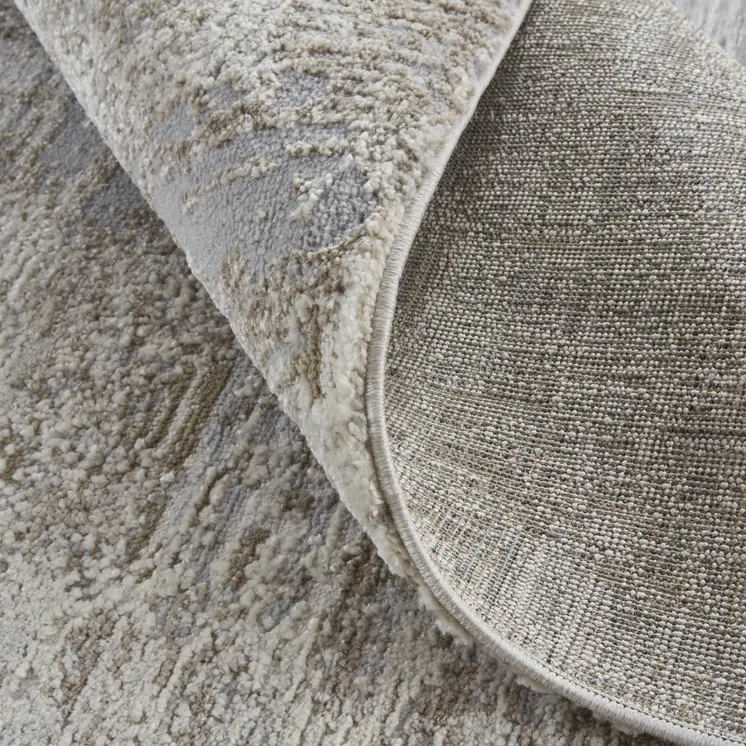 10' X 14' Gray and Ivory Abstract Power Loom Distressed Area Rug