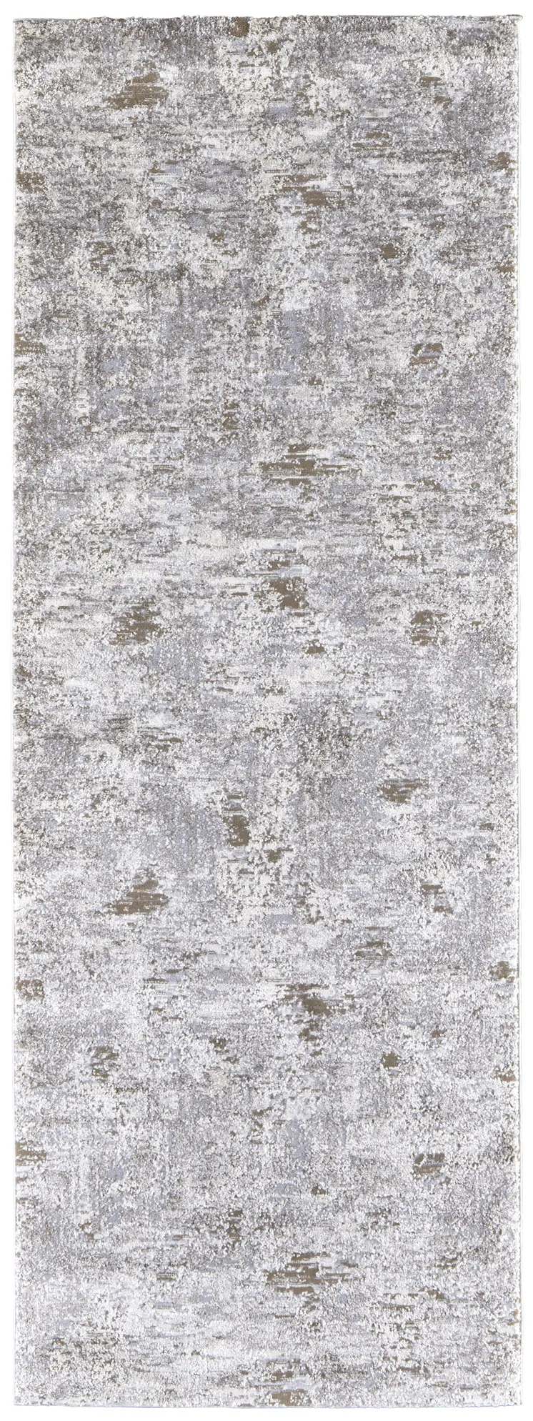 8' Gray And Ivory Abstract Distressed Runner Rug